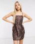 Фото #4 товара COLLUSION thigh split 90's mini satin slip dress in snake print