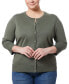 Plus Size Novelty-Button 3/4-Sleeve Cardigan Sweater