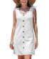 Women's White Sleeveless Scoop Neck Jersey Eyelet Mini Beach Dress