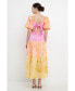 Women's Colorblock Tie-dye Back Tie Maxi Dress