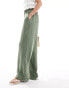 Фото #4 товара JDY paperbag waist wide leg linen trousers in khaki