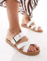 New Look cross strap flat sandal with buckle in off white