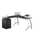 Фото #8 товара Modern L- Shaped Computer Desk With File Cabinet And Storage, Espresso