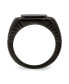 Stainless Steel Polished Black IP-plated Black CZ Signet Ring