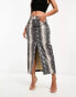 Фото #6 товара ASOS DESIGN leather look midi skirt in animal