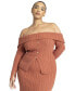 Фото #1 товара Plus Size Off The Shoulder Sweater With Sleeve Slits