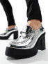 Фото #9 товара ASOS DESIGN loafers in silver faux leather