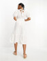 Vero Moda broderie midi dress with bow back in white