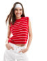 ASOS DESIGN knitted crew neck tank in red stripe