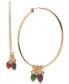 ფოტო #1 პროდუქტის Gold-Tone Glass Bead Christmas Light Dangle Large Hoop Earrings, 2.4"