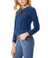 ფოტო #2 პროდუქტის Petite No-Collar Relaxed-Fit Denim Jacket