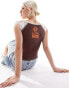 Basic Pleasure Mode x Subculture camo raglan sleeve baby t-shirt in brown and orange