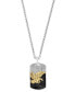ფოტო #1 პროდუქტის EFFY® Men's Black Spinel Eagle Dog Tag 22" Pendant Necklace (1-5/8 ct. t.w.) in Sterling Silver & Gold-Plate