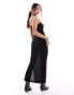 Pieces Festival sheer key hole maxi cami dress in black