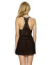 Jezebel Renne 257363 Women's Lace & Mesh Babydoll Chemise Black Size Large - фото #2