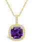 ფოტო #1 პროდუქტის Amethyst (2 Ct. T.W.) and Diamond (1/4 Ct. T.W.) Halo Pendant Necklace in 14K Yellow Gold