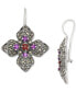 ფოტო #3 პროდუქტის Multi-Gemstone (2-1/2 ct. t.w.) Flower Wire Earrings in Sterling Silver