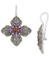 Multi-Gemstone (2-1/2 ct. t.w.) Flower Wire Earrings in Sterling Silver