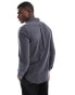 Farah Brewer slim fit oxford longsleeve shirt in dark grey