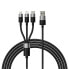 Фото #1 товара Kabel przewód do telefonu StarSpeed 3w1 USB - micro USB / iPhone Lightning / USB-C 1.2m - czarny