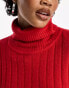 Brave Soul high neck slouchy midaxi knitted dress in red