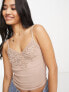 Фото #1 товара Miss Selfridge lace trim crop cami in caramel