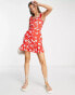 Parisian Tall frill strap mini dress in red floral Красный, 36 - фото #4