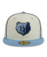 ფოტო #2 პროდუქტის Men's Cream, Light Blue Memphis Grizzlies Piping 2-Tone 59FIFTY Fitted Hat