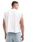 Фото #7 товара ASOS DESIGN extreme oversized heavyweight cropped sleeveless t-shirt with raw edge in white