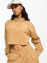 Фото #1 товара ASOS DESIGN cord cropped shirt in camel co-ord