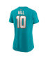 Women's Tyreek Hill Aqua Miami Dolphins Player Name and Number T-shirt