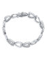 ფოტო #2 პროდუქტის Romantic Bridal Clear Pave Cubic Zirconia AAA CZ Eternity Bracelet Open Heart Shape For Women Girlfriend Wedding Rhodium Plated Brass 7 Inch