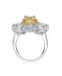 Sterling Silver White Gold Plated Yellow Radiant with Clear Cubic Zirconia Halo Ring