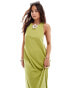 ASOS DESIGN twist back column midi dress in green