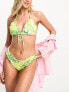 Vero Moda frill bikini top with tie front in lime snake print