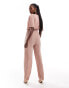 AX Paris short sleeve plisse wrap jumpsuit in pink