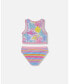 ფოტო #2 პროდუქტის Girl Two Piece Swimsuit Palm Leaf Pastel Print - Child