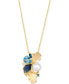 ფოტო #1 პროდუქტის Ombré® Multi-Gemstone (2-1/3 ct. t.w.), Vanilla Pearl (6mm), & Vanilla Diamond Accent Adjustable 20" Pendant Necklace in 14k Gold