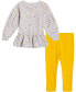 ფოტო #2 პროდუქტის Baby Girls Long Sleeve Printed French Terry Peplum Pullover and Solid Leggings, 2 Piece Set