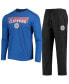 ფოტო #1 პროდუქტის Men's Black, Royal LA Clippers Long Sleeve T-shirt and Pants Sleep Set