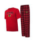 ფოტო #1 პროდუქტის Men's Red, Black Chicago Blackhawks Arctic T-shirt and Pajama Pants Sleep Set