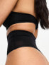 ASOS DESIGN Contouring medium control high waist thong with mesh in black