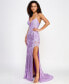 Фото #3 товара Juniors' Floral-Sequin High-Slit Strappy Gown, Created for Macy's