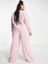 Фото #2 товара ASOS DESIGN Curve lounge borg sweat & trouser set in pink