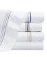 Sateen Queen Sheet Set, 1 Flat Sheet, 1 Fitted Sheet, 2 Pillowcases, 600 Thread Count, Sateen Cotton, Pristine White with Fine Baratta Embroidered 3-Striped Hem