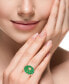 ფოტო #2 პროდუქტის EFFY® Emerald (6-1/4 ct. t.w.) & Diamond (1/4 ct. t.w.) Flower Statement Ring in 14k Gold