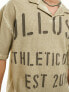 Фото #3 товара COLLUSION waffle textured polo with graphic front t-shirt in khaki