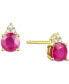 Sapphire (7/8 ct. t.w.) & Diamond Accent Stud Earrings in 14k Yellow Gold (Also in Emerald, Ruby, Morganite & Tanzanite)