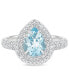 ფოტო #3 პროდუქტის Aquamarine (1-1/3 ct. t.w.) & Diamond (5/8 ct. t.w.) Double Halo Ring in 14k White Gold