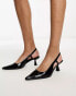 Glamorous slingback mid stiletto heels in black patent